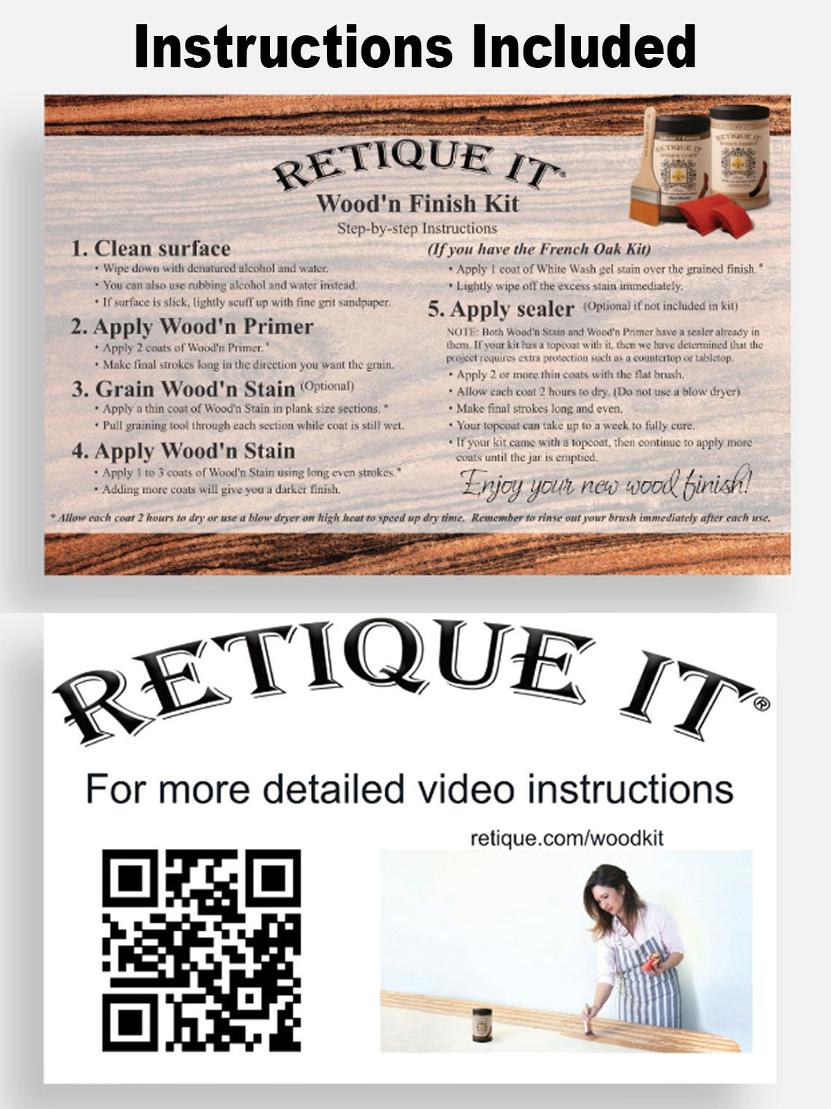 Retique It® Harbor Gray countertop stain kit with application instructions for full kitchen countertop makeover.