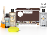 Retique It Multi-purpose Smooth Finish Kit in Java for wood exterior top coat with glossy finish, includes application tools.