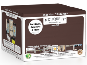 Retique It® Multi-purpose Smooth Finish Kit in Java for wood interior top coats, includes four large wood finishing tools.