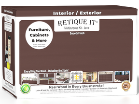 Retique It® Multi-purpose Smooth Finish Kit (Large) in Java for interior wood top coating, with wood finish tools and supplies.