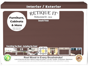 Retique It® Multi-purpose Smooth Finish Kit Large in Java for exterior wood, featuring a matte top coat.