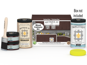 Retique It® Wood'n Cabinet Kit with 12 smooth Java-stained doors for a stylish, uniform kitchen or bathroom cabinet upgrade.