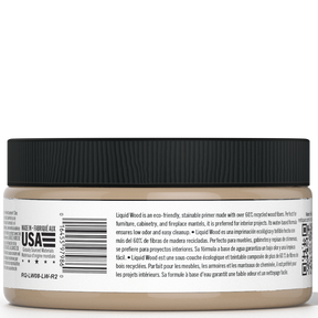 Retique It® Liquid Wood 8oz light interior paint jar showing the back label and product packaging.