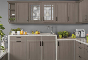 Retique It Multi-purpose Smooth Finish Kit in Harbor Gray for wood and kitchen cabinets, showing a smooth, even finish on wood surfaces.