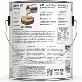 Retique It® Liquid Wood paint in Light interior finish, 128oz bottle, showcasing smooth application on wood surface.