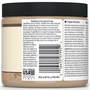 Retique It® Liquid Wood 16oz Light interior paint in a bottle, showcasing smooth, light-colored wood finish for interior surfaces.