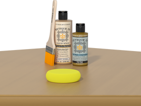 Retique It® Multi-purpose Smooth Finish Kit in Old Oak for woodworking, showing a finished wood table surface with smooth, polished look.