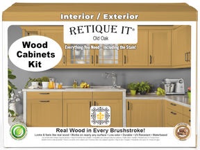 Retique It® Wood'n Cabinet Kit with 48 Old Oak doors, smooth finish, showing the front view of the stained cabinet doors.