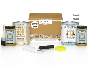 Retique It® Multi-purpose Smooth Finish Kit in Old Oak for interior wood projects, includes four large top coat bottles.