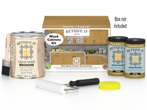 Retique It® Wood'n Cabinet Kit with 48 Old Oak stained doors and smooth finish, ideal for kitchen or bathroom cabinetry.