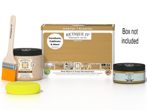 Retique It® Multi-purpose Smooth Finish Kit in Old Oak, wood finishing set with brushes and tools for furniture restoration.