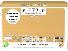 Retique It® Multi-purpose Smooth Finish Kit (Large) in Old Oak for wood interior top coat, showing the front of the box.