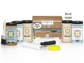 Retique It® Wood'n Cabinet Kit with 24 smooth pecan stain doors for kitchen or bathroom cabinets.