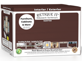 Retique It® Multi-purpose Smooth Finish Kit in Red Mahogany, 4-piece set, featuring wood finish and application tools.