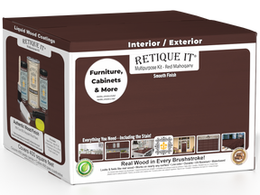 Retique It® Multi-purpose Smooth Finish Kit in Red Mahogany, large wood finishing kit with brushes and tools shown in the box