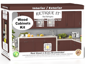 Red mahogany Wood'n Cabinet Kit with 12 smooth doors from Retique It® for stained wood cabinet projects.