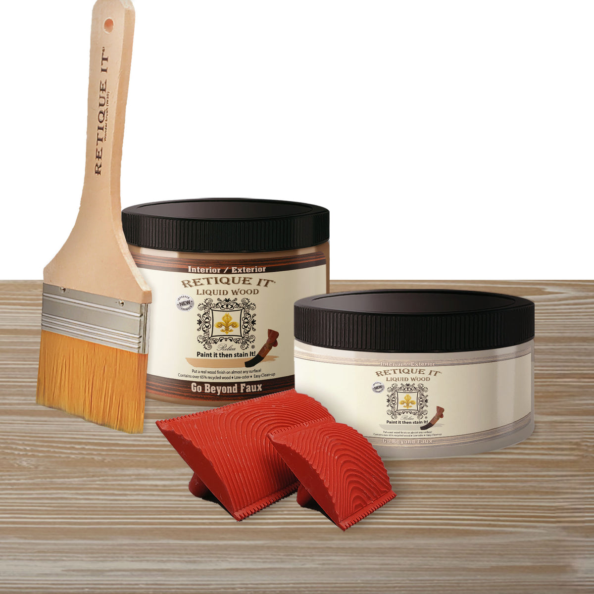 Retique It® Raw Wood Kit in medium bleached wood finish, featuring natural raw wood planks for woodworking and finishing projects.