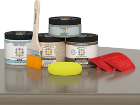 Gloss finish on Medium Drift Wood Multi-purpose Wood'n Kit from Retique It® for interior wood projects, shown on a table.