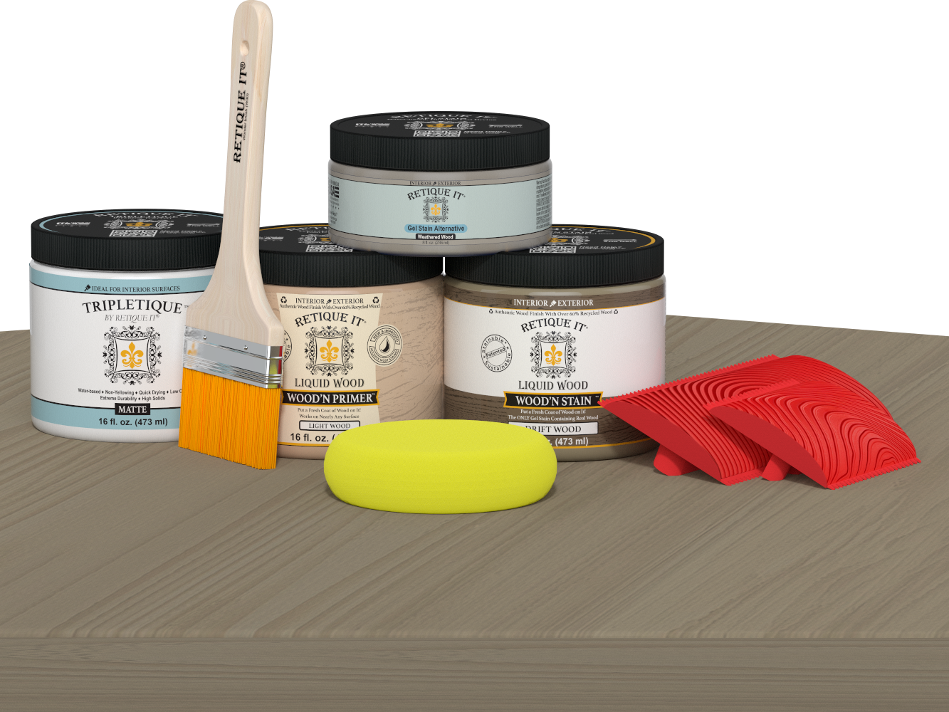 Retique It® Multi-purpose Wood'n Kit in Drift Wood with matte finish, featuring interior top coat for wood furniture and decor.