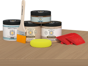 Retique It® Wood'n Kit in Pickled Oak for interior top coat, featuring a matte finish on a wooden surface.
