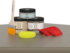 Retique It® Wood'n Finish Kit in medium for driftwood effect, includes brushes and finishing tools for wood furniture.