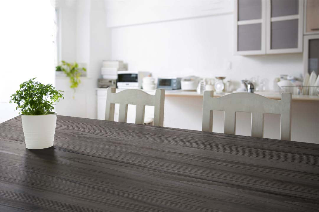 Retique It Wood'n Finish Kit in Harbor Gray for exterior wood projects, showing a textured grained wood surface.