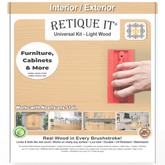 Universal Liquid Wood Kit in light wood finish by Retique It showing the box and product packaging.