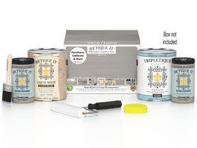 Retique It® Weathered Wood Multi-purpose Smooth Finish Kit with 4 large top coat bottles for interior wood projects.