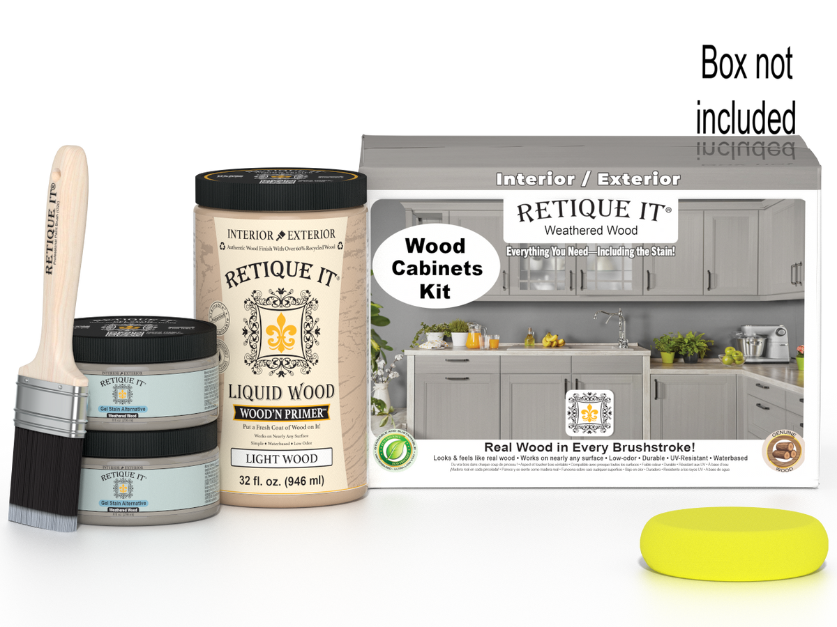 Weathered wood stain kit by Retique It® featuring 12 smooth cabinet doors from the Wood'n Cabinet Kit collection.