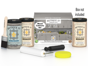 Weathered wood stain kit for cabinets with 24 smooth doors from Retique It® Wood'n Cabinet Kit series.