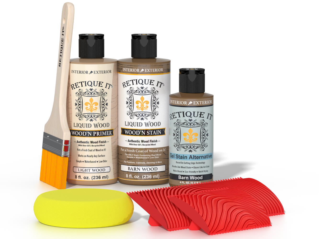 Retique It® Fireplace Mantel Wood'n Finish Kit in Barn Wood stain, showcasing the textured wood finish for fireplace surrounds.