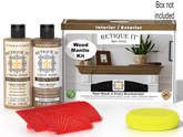 Retique It® Fireplace Mantel Wood'n Finish Kit in Modern Walnut stain, showing wood stain application on a fireplace mantel.