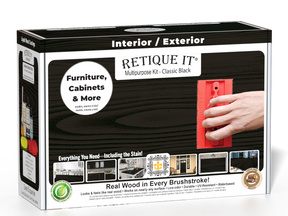 Retique It® Wood'n Kit Classic Black finish set with wood stain and sealant in a black box for multi-purpose wood projects.
