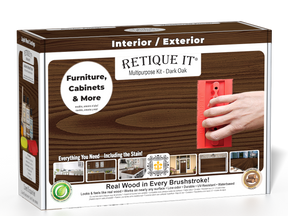 Retique It® Wood'n Kit in Dark Oak finish, featuring a multi-purpose wood finish set with brushes and applicators in a sturdy box