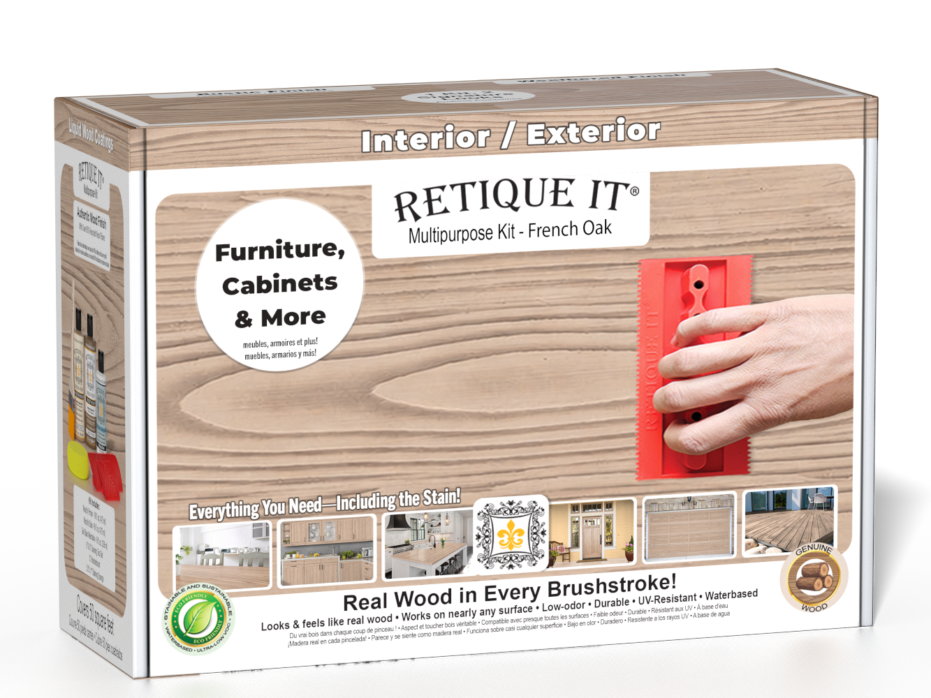 Retique It® Wood'n Kit in French Oak finish, a multi-purpose wood finishing kit with wood stain and sealant for furniture.