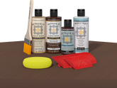 Retique It® Wood'n Finish Kit Java for interior wood projects, featuring a top coat applied on a table surface.