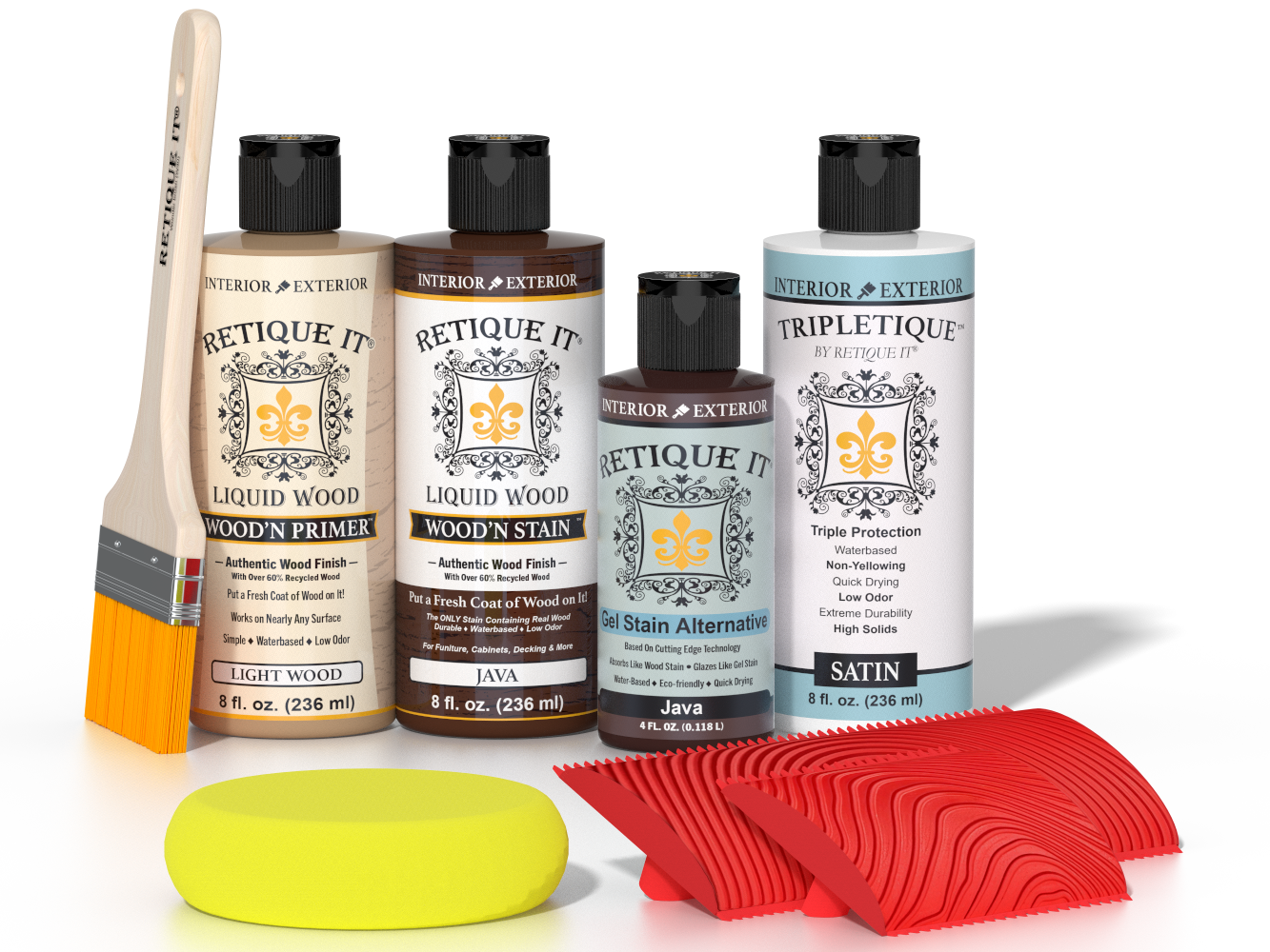 Retique It® Wood'n Kit Java interior top coat with wood finish in a multi-purpose kit, shown in a close-up image.