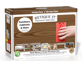 Retique It® Wood'n Finish Kit in Modern Walnut, multi-purpose wood finishing set with wood stain and sealant in a box