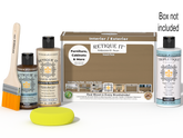 Retique It® Multi-purpose Smooth Finish Kit in Pecan for interior wood top coating, includes applicator tools and finish components.