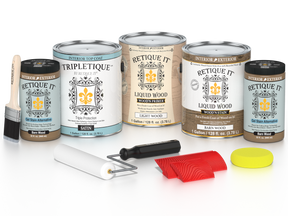 Retique It Wood'n Cabinet Kit with 48 barn wood grained cabinet doors, satin stain finish showcasing wood texture and grain.