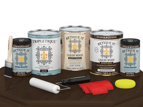 Retique It® Wood'n Cabinet Kit with black walnut stain, satin finish, includes 48 grained cabinet doors for DIY furniture updates.