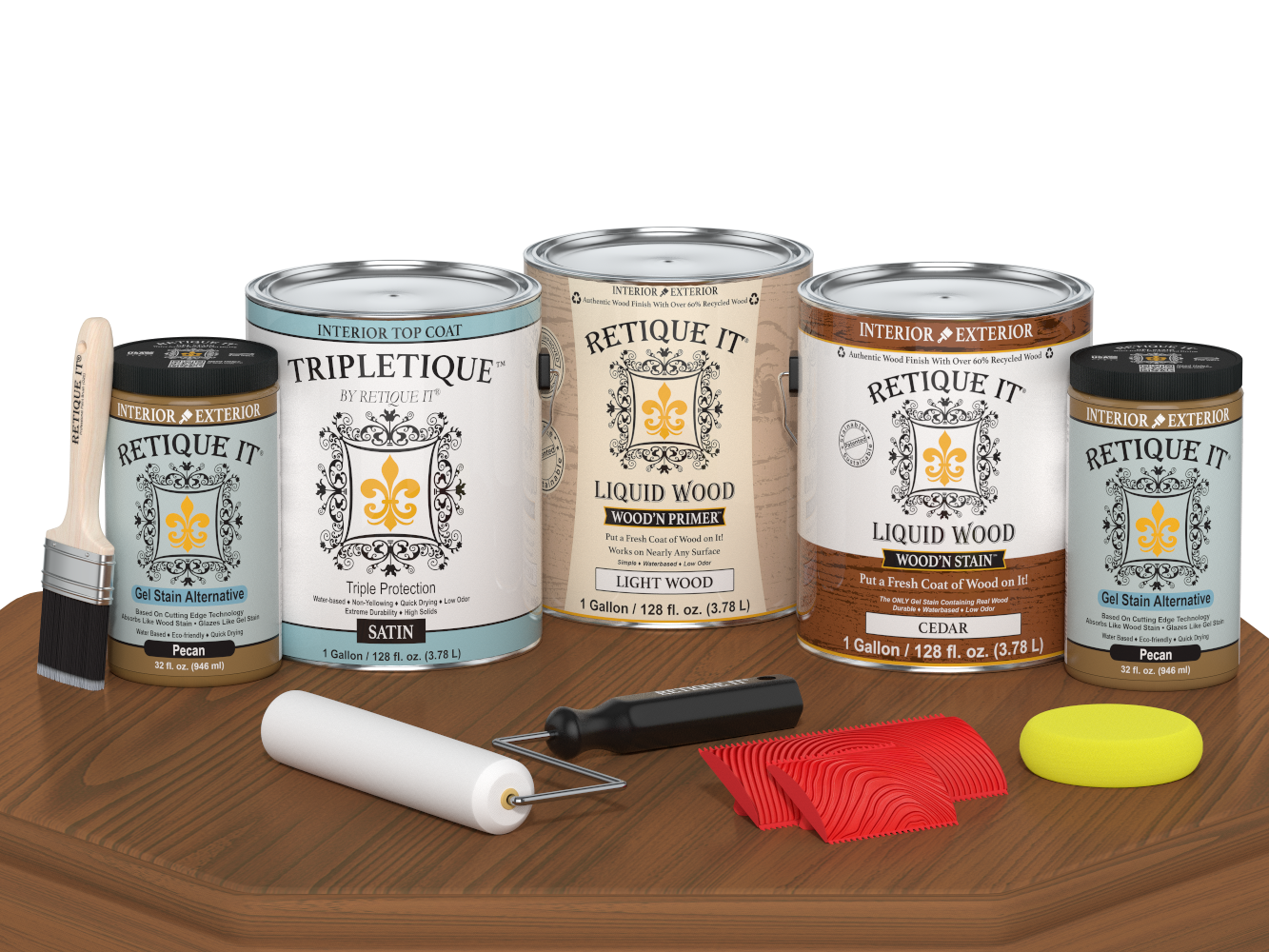 Retique It® Wood'n Cabinet Kit with cedar grain finish, satin stain applied on cabinet door for a natural wood look.