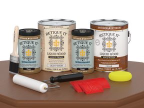 Retique It® Wood'n Kit Cedar, large multi-purpose finish kit with wood stain and sealant for furniture and woodworking projects.