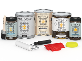 Retique It® Wood'n Finish Kit in Charcoal, exterior top coat, large multi-purpose kit with matte finish for wood projects.