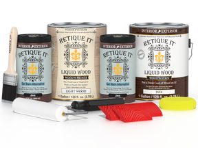 Retique It® Wood'n Cabinet Kit in Java stain with 48 grained cabinet doors, showcasing natural wood grain and stain finish.