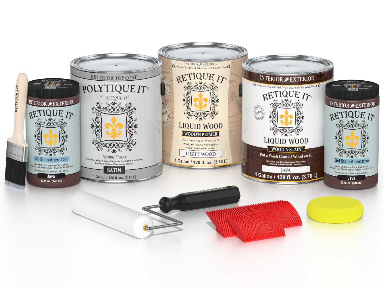Retique It Decking Wood'n Kit Java stain with satin finish, designed for enhancing outdoor wooden decks.