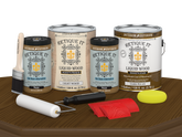 Retique It® Wood'n Cabinet Kit with 48 grained dark pecan stain, showing a finished cabinet door with rich wood grain detail.