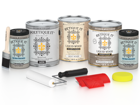 Retique It® Wood'n Kit large weathered wood exterior top coat set with satin finish, designed for multi-purpose wood finishing projects.
