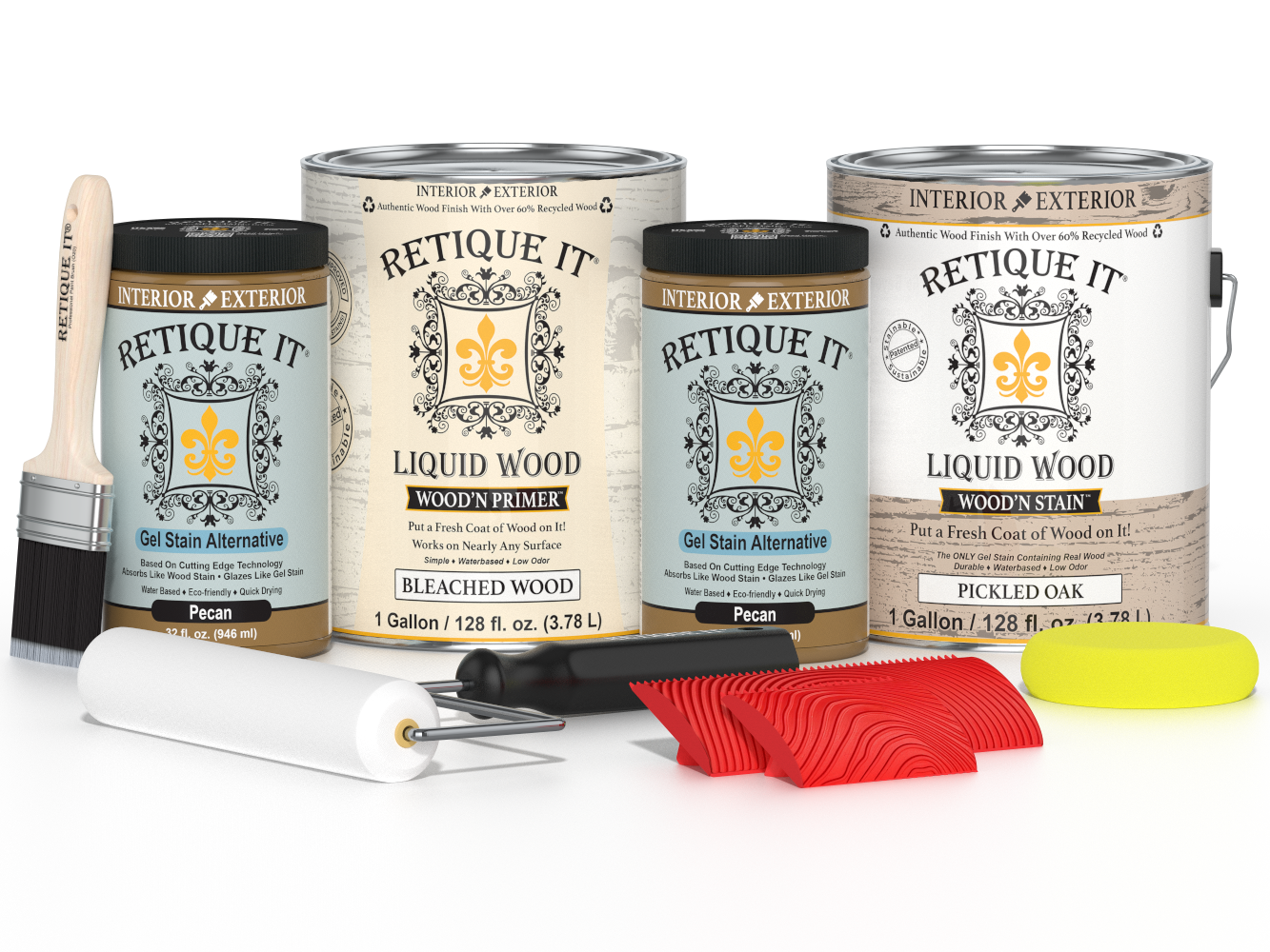 Retique It® Wood'n Cabinet Kit in White Oak stain, featuring a 48-door grained wood design for cabinetry enhancement.