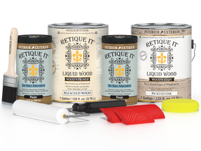 Retique It® Wood'n Finish Kit in White Oak with four large containers, featuring wood finish products for multi-purpose woodworking projects.